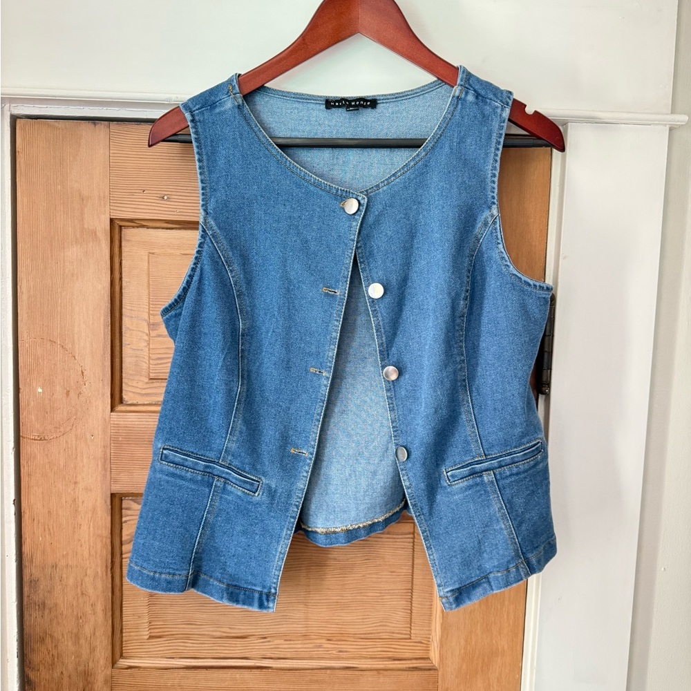 Haute Monde Light Blue Denim Vest